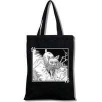 Japoniškas manga mergaičių pirkinių krepšys Junji Ito Tomie Shintaro Kago Spausdintas krepšys Animacinių filmų hipster spausdinta kasdieninė mada 24*26cm black