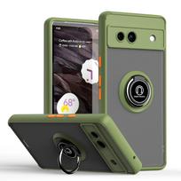 Armor Matte Case for Google Pixel 8 7A 7 6 Pro Cover Ring Magnetic Holder Stand Shockproof Business Full Protection For Pixel 7A žalia