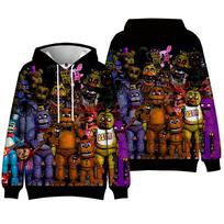 Five Nights At Freddy's su gobtuvu suaugusiems Streetwear Anime su gobtuvu Grafiškai spausdinamas Unisex megztinis su gobtuvu XS black