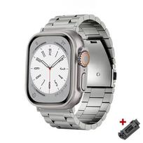Luxury Titanium Bracelet For Apple Watch Ultra 2 49mm Series 9 41 45mm For iWatch 6 5 4 se 38mm 40 42mm 44mm Metal Business Band series 10 46mm sidabras