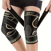 Copper Knee Sleeves With Two Straps For Men Women Running Climbing Fitness Basketball Sports Support M beige