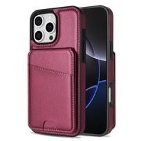 2 viename nuimamas kortelių dėklas odinis magnetinis dėklas, skirtas iPhone 16 Pro Max 15 Plus 14 13 12, vertikalus maišelio kišenė Magsafe dangteliui For iPhone SE (2022) vyno raudonos spalvos