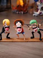 Durable ONE PIECE Hungry Threesome One Piece Zoro Straw Hat Captain Sanji Mi Model Sculpture Anime Peripherals Figure Home Decoration brown
