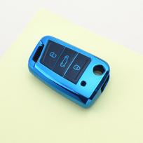 For Vw T-Roc Touran Tiguan Golf 7 Gti Polo T-Cross Skoda Octavia Rapid Kodiaq Fabia Seat Ibiza Leon Ateca Arona Key Case Cover blue