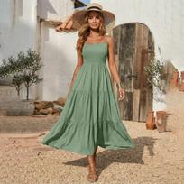 Boho suknelės moterims Maxi suknelės moterims Vasarinės suknelės moterims Laisvalaikio suknelės moterims XL žalia