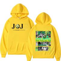 Anime JoJo Bizarre Adventure STEEL BALL RUN Gyro Zeppeli Hoodies Men's Clothing Fashion Hooded Sweatshirts Long Sleeve Pullover S yellow