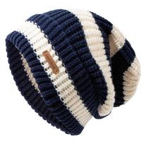 Žieminė laisva kepurė moterims, vyrams. Megzta, šilta, stora, dryžuota, laisva kepurė-kaukė, didesnio dydžio galvos apdangalas 1pc winter hat gray
