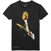 Nirvana-Kurt Cobain-Guitar Photo Color  Black  t-shirt S brown