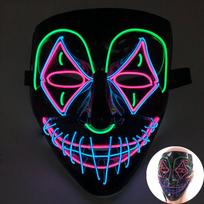 LED Killer Mask Halloween Dance Scary Theme Party Cosplay Costume Props LED Double Star Eyes Mask Glowing Colorful Creepy Mask blue