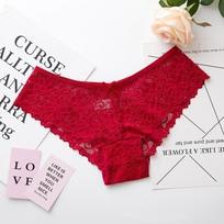 Sexy Lace Panties Women Fashion Cozy Lingerie Tempting Pretty Briefs High Quality Cotton Low Waist KTB 2XL raudona