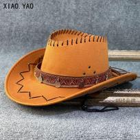 Vintage Ethnic Western Cowboy Hat Unisex Outdoor Sun Protection Travel Hat One Size oranžinė