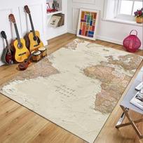 World Map Printed Carpet Children's Education Climbing Mat Kitchen Bedroom Living Room Carpet Entrance Porch Decoration Rug 50x80cm beige