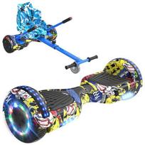 RCB Hoverboardas + Kartas 2-in-1 6,5 colio su Bluetooth ir LED – Reguliuojamas Kartingas – geltonas/mėlynas – idealus vaikiškas dovanų rinkinys