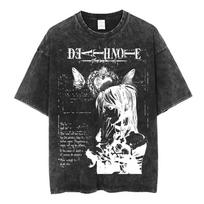 Vintage Washed Anime Death Note Misa Amane T Shirts Men Women Clothing Cotton Casual T-shirt Fashion Short Sleeve T-shirts 130 black