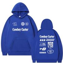 Beyonce Cowboy Carter Tour Hoodies Gerbėjų Dovana Vyrams Moterims Madingas Per dydį Su Gobtuvu Sportinis Kostiumas Vyriškas Vintage Laisvalaikio Džemperis Su Gobtuvu 3XL blue