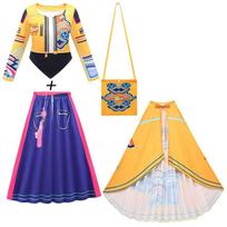 Kids Girls Anime Cartoon K-Pop Rumi Print T-shirt Skirt Bag Cloak Set Outfit Christmas Role Play Halloween Cosplay Costumes 160cm oranžinė
