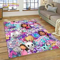 Cartoon Cute Gabbys Dollhouse Girl Carpet Rug for Bedroom Living Room Home Sofa Decoration,Children Game Large Decor Floor Mat 40x60cm( 15x23in ) white
