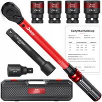 DINAMOMETRINIS RAKTAS 1/2 40–220 Nm CrMo ir CrV + 4 ANTGALIAI 17, 19, 21, 24 mm, ±3 %