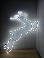 70 cm kabinamas LED šviečiantis elnias langui, šaltai baltas neonas