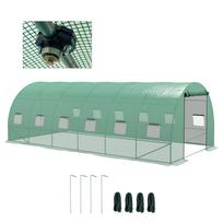 Tunnel Greenhouse 6x3x2 m with Integrated Irrigation System 12 Mesh Windows and 1 Roll-Up Door Green 600 x 300 x 195 cm