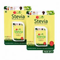 So Sweet Stevia Tablets, 100 Sugar-Free Natural Zero-Calorie Sweetener, Pack of 2 (100 Tablets Each), Ideal for Diabetics, Keto Friendly, Conveni white
