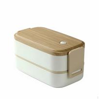 304 Stainless Steel Lunch Box, Food Grade Bento, Double Compartment, Leakproof, Spoon, Office, beige