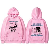 Rock Band Radiohead OK Computer Tour 1997 Džemperis su gobtuvu Vyrams Moterims Hip Hop Oversized Džemperis su gobtuvu Streetwear 3XL pink