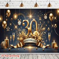 2D flat banner 1PC 30th Anniversary Party - Golden Anniversary Decorated Champagne, Floral Decorations - Wedding, Birthd 118×59inch/300*150cm