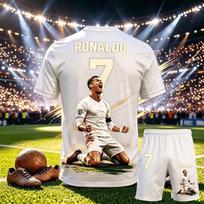 CR7 Ronaldo 7 numerio tematikos futbolo apranga Suaugusiems Vaikams 3D spausdinta marškinėliai šortai dviejų dalių sportinis kostiumas Gerbėjams tėvų ir vaikų apranga 130 gray