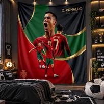 Wall Hanging Tapestry Cristiano Ronaldo Print Cloth for Living Room Bedroom Home Decor 100cmx150cm red