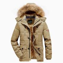 Vyriška laisvalaikio striukė Vyriška Žiemos Parkai Kailiniai Tranšėja Storas paltas Neperpučiamas vėjas Šildomos Striukės Medvilnė Šilti Paltai Vyrai 6XL beige