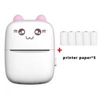 Portable Thermal Printer MINI Wirelessly BT 203dpi Photo Label Memo Wrong Question Printing With USB Cable Imprimante Portable rožinė