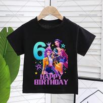 KPop Demono Medžiotojų Marškinėliai Mergaitei Trumpomis Rankovėmis Gimtadienio Šventės Reikmenys Viršutiniai Rūbai Rumi Mira Zoey Spausdintas Marškinėlis Vasariniai Vaikų Drabužiai 130 black