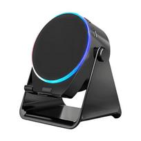 Belaidis indukcinis garsiakalbis su reguliuojamu telefono laikikliu, stereofoniniu garsu, spalvotu apšvietimu, 800mAh įkraunamas, 5-in-1, suderinamas su Bluetooth juoda
