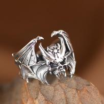 Skull Bat Ring Open Vintage Personality Hipster Wide Edition Ring Punk Jewelry Men Premium Durable Quality Useful gray