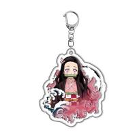 Demon Slayer Kimetsu no Yaiba Kamado Tanjiro Nezuko Acrylic Lovely Keychain Anime Merchandise Cross Border Ready Stock 55mm black