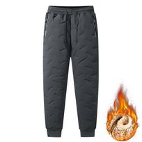 Žieminės vyriškos fliso pamušalu sportinės kelnės Šiltos pastorintos per didelio dydžio slidinėjimo sniego kelnės Lauko vandeniui atsparūs bėgimo kelnės Streetwear vyriškos kelnės 6XL pilka