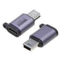 Type-C to Micro USB Mini USB Adapter Converter 18W Aluminum Alloy Connector 480Mbps for Digital Camera, GPS Receiver