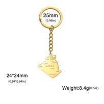 EUEAVAN Africa Algeria Map Keychain Stainless Steel Classic Algerian City Name Keyring Unisex 2026 Ethnic Jewelry Gift Wholesale beige