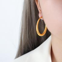 Hong Kong Retro 18k Gold-Plated Titanium Hoop Earrings - Non-Fading Jewelry Accessories for Women gray