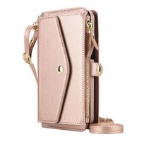 For iPhone 16e/16 Pro Max Wallet Case, Support Wireless Charging with RFID Blocking Card Holder, Wallet Detachable Magnetic Case For iPhone 16e rožinio aukso spalvos