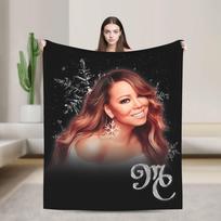 Mariah Carey Kalėdinis flanelinis pledas Minkšti patvarūs patalynės užklotai sofai lovai kelionei Juokingas lovatiesės dangalas sofai lovai 75cmx90cm black