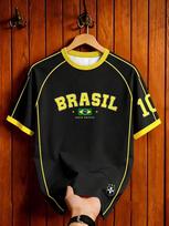 Brazilijos futbolo marškinėliai futbolo marškinėliai Retro spaudinys Kvėpuojantys greitai džiūstantys Treniruočių gerbėjų sportiniai trumpomis rankovėmis viršutiniai drabužiai Chic drabužiai 3XL brown