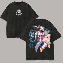 Anime Black Clover Noell Silva T-shirt Y2k Washed Oversized T Shirt Summer Short Sleeve Pure Polyester Tees Tops Men Women Clothing XL white