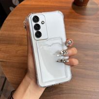 Shockproof Clear Casing for Samsung Galaxy S26,S25+,S25,S24+,S24 FE,S24,S23 FE with Cardholder Case Galaxy S26 brown