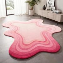 Dopamino spalvos kilimai svetainei Stori pliušiniai miegamojo dekoravimo kilimai Purūs minkšti poilsio zonos grindų kilimėliai Netaisyklingos formos kilimas studijai 80x120cm white
