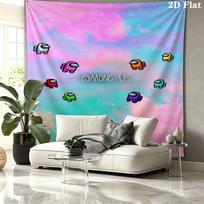 Among Us Wall Tapestry Aesthetic Wall Hanging Printed Fabric Blanket Decorative Tapestries for Bedroom Living Room Home Decor 150cm x 200cm blue