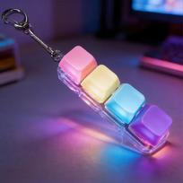 Led Glow Keyboard Keychain Fidget Toy Clickable Button Stress Reliever Cute Desk Accessory For Office Travel Home Ideal Gift