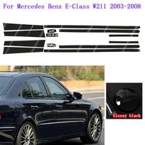 For Mercedes Benz E-Class W211 2003-2008 Window Chrome Delete Blackout ABC Pillars Glossy Black Stickers Glossy Black gray
