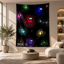 Decorative Tapestry,Among Us Printed Wall Art, Lightweight Wall Hanging For Bedroom Background 100cmx150cm beige